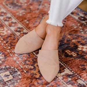 The Emma suede mules warm taupe